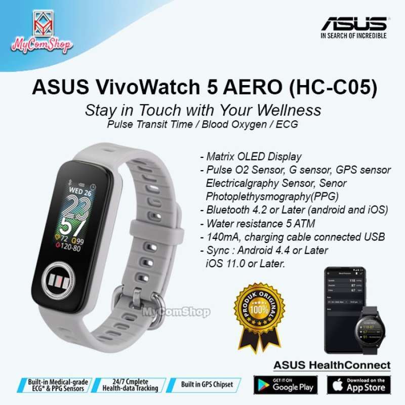 ASUS VIVOWATCH AERO HC-C05 SMART 24/7 HEALTH ECG PPG SENSOR GPS