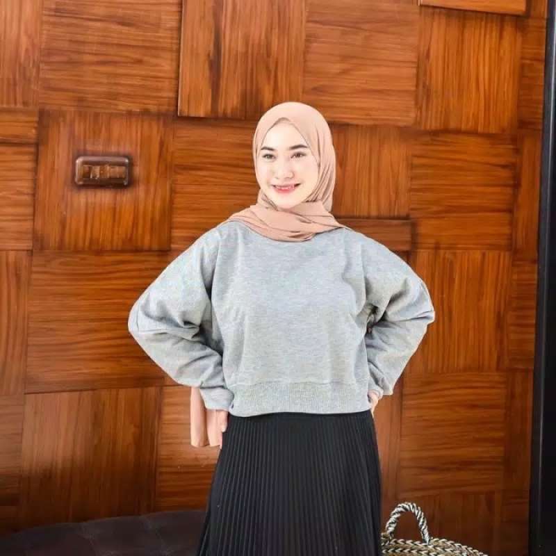 Jual Sweater Polos Oversize Crop Lenka Sweater Wanita Misty di