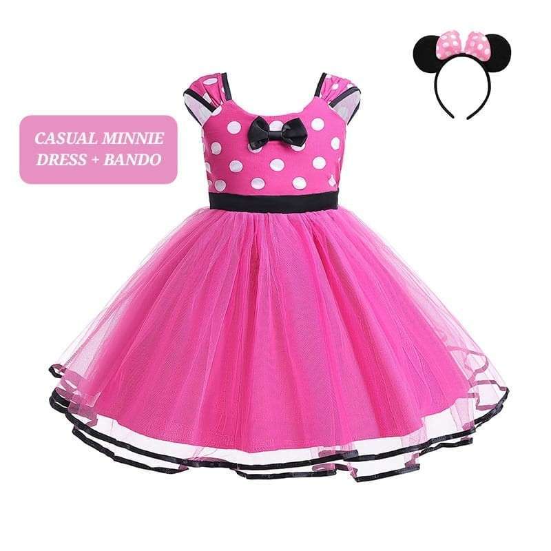 BAJUKIDDIE CASUAL MINNIE DRESS BANDO BAJU KOSTUM MICKEY MOUSE LUCU PINK