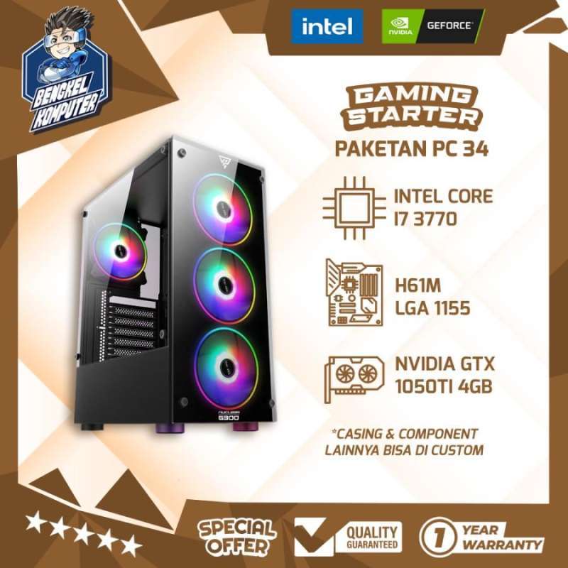 Jual PC GAMING STARTER 34 INTEL i7 3770 GTX 1050TI 4GB PC
