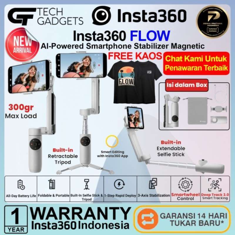 Insta360 Flow - AI-Powered Smartphone Stabilizer, Auto Tracking Phone  Gimbal, 3-Axis Stabilization, Built-in Selfie Stick, Portable & Foldable