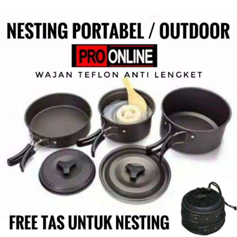Promo NESTING CAMPING FUL SET ALAT MASAK CAMPING PANCI WAJAN