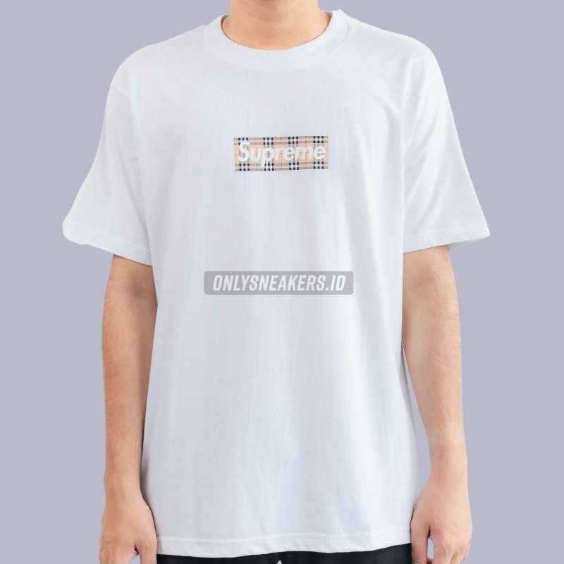 Jual Supreme X Burberry Box Logo White Tee (100 Authentic