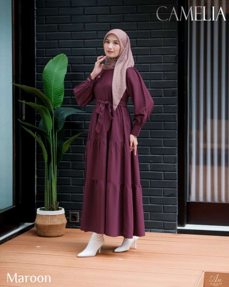 Dress maroon hijab shop
