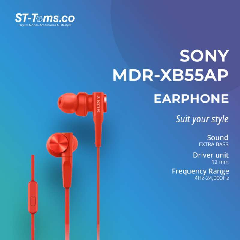 Promo Sony In Ear Extra Bass Headphone MDR XB55AP XB 55AP Diskon