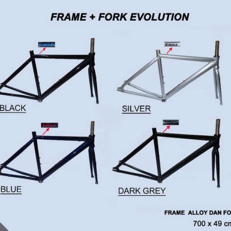 Satu Set Frame Fork Fixie United Evolution East Gen 1 Alloy 7005 Hitam Terbaik