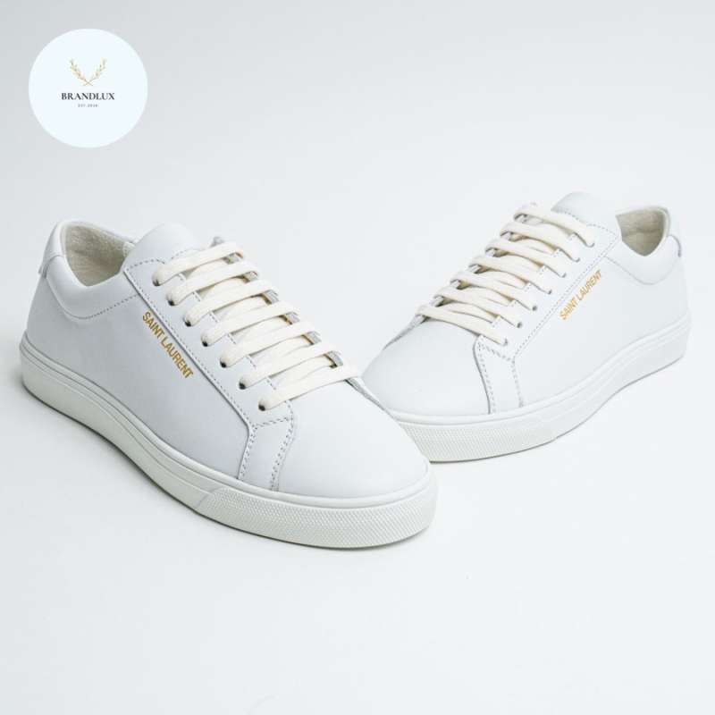 Saint Laurent Andy Low-Top Sneakers Leather White 100% Authentic