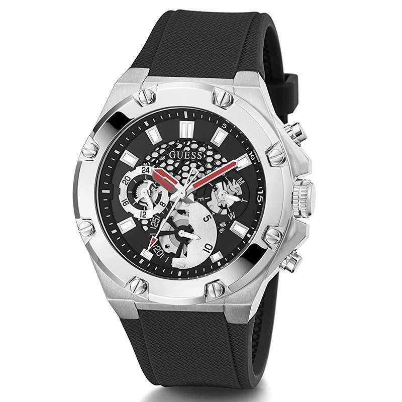 GUESS PROMO HOT SALE I Guess Third Gear Jam Tangan Pria Jam Tangan Guess Jam Guess Stainless Steel Tali Karet Hitam