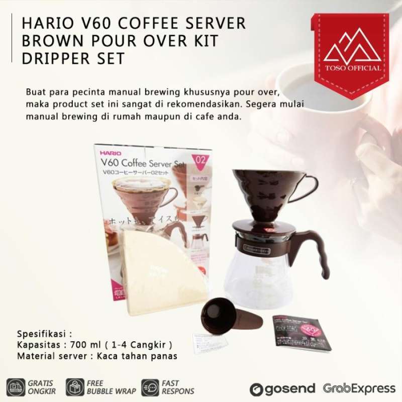 Jual Hario V60 Coffee Server Brown Pour Over Kit Vcsd-02cbr