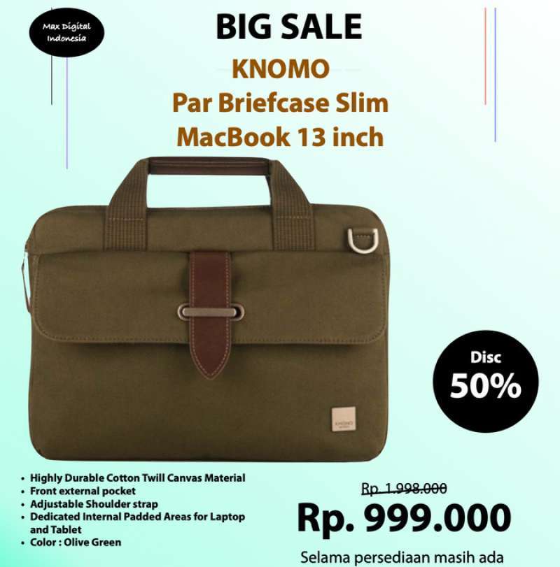 Jual KNOMO Par 13inch Slim Briefcase Olive Laptop Bag di Seller
