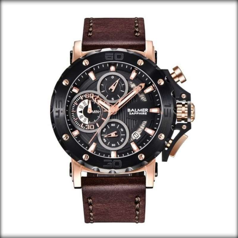 Original 100 Jam Tangan Pria Balmer 7975 B.7975 B 7975MC Brown Rose Kulit Chonograph Sapphire Garansi Resmi 2 Tahun
