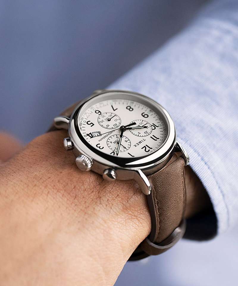 TIMEX STANDARD JAM TANGAN TIMEX CHRONOGRAPH PRIA LEATHER STRAP ORIGINAL