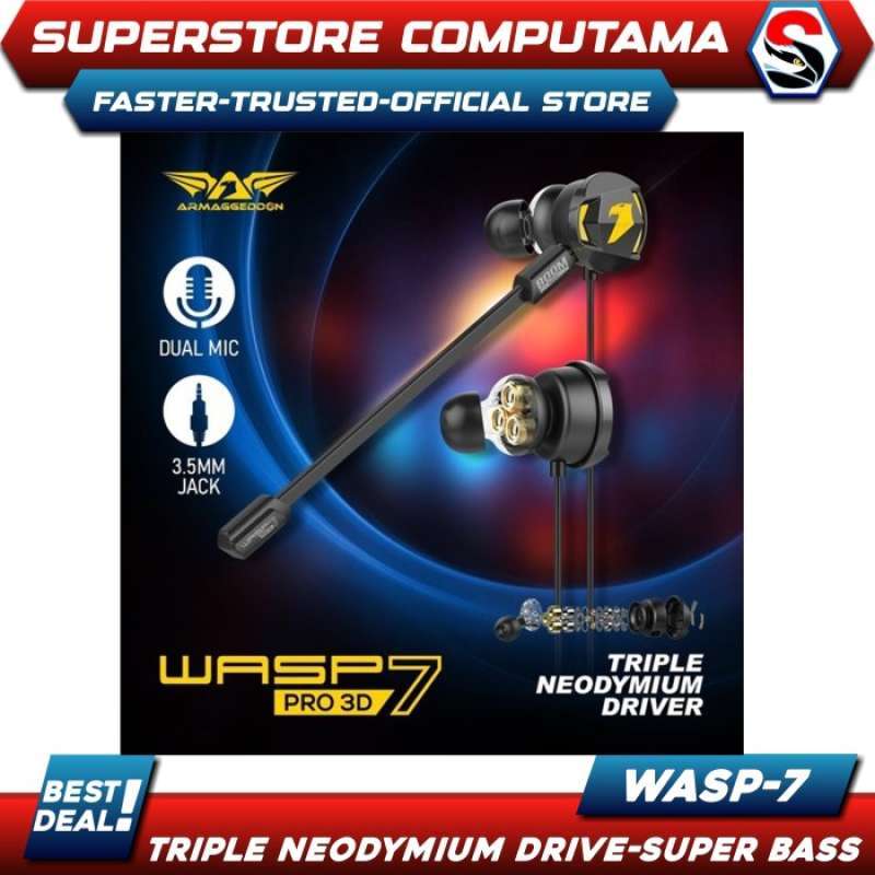 Jual Armaggeddon WASP 7 PRO 3D Gaming Earphones with Triple