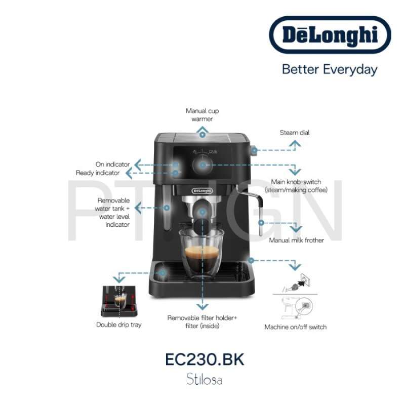 DeLonghi Stilosa EC230.BK Espresso Coffee Machine - Black - Coffee Friend