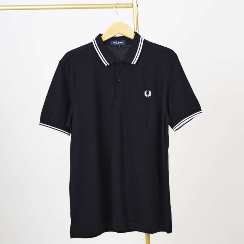 FRED PERRY Twin Tipped Shirt Black White New Releases