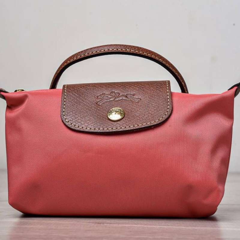 Longchamp Le Pliage Original Pouch With Top Handle Grenadine Peach