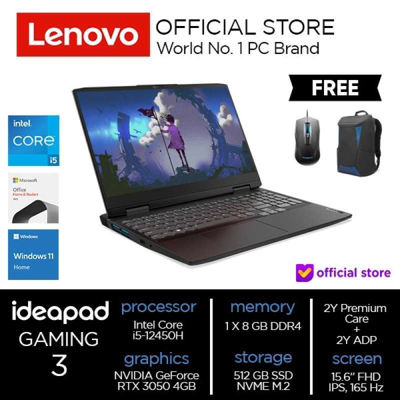 Lenovo IdeaPad Gaming 15IAH7 LQID Core i5 12450H 8GB 512GB RTX3050 W11