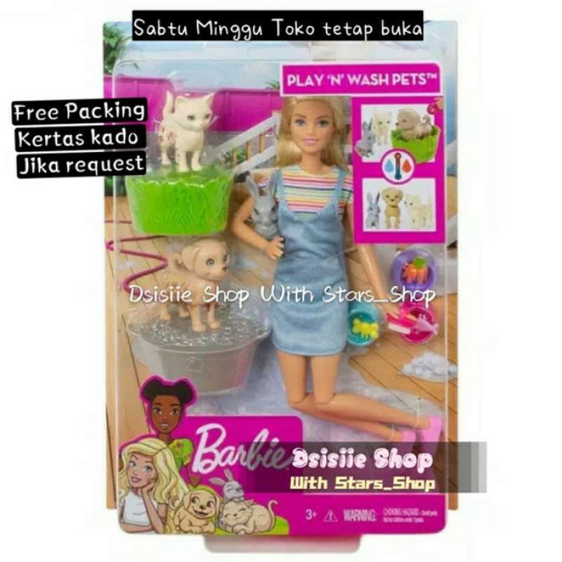Barbie play and wash pet set deals