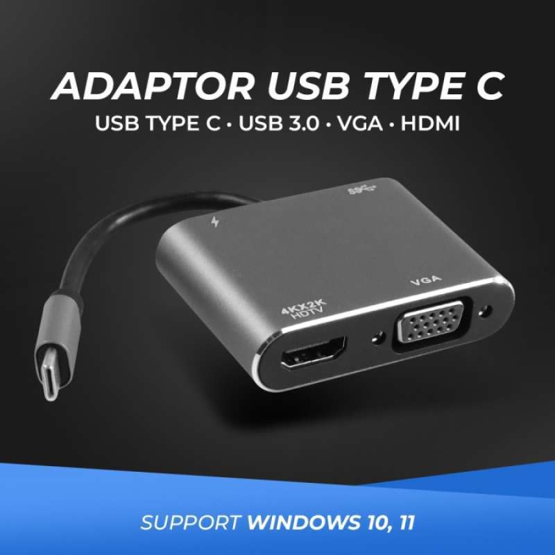 Jual Converter C to VGA HDMI USB3 PD