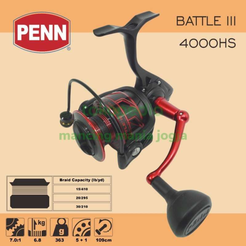 Promo Reel Penn Battle Iii High Speed 4000Hs 6000Hs Power Handle Metal Body  Diskon 17% di Seller Hafizh Store 4 - Cikoko, Kota Jakarta Selatan