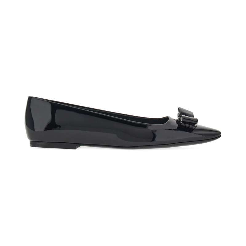 Promo Salvatore Ferragamo Vara Bow Flats Patent Leather Black