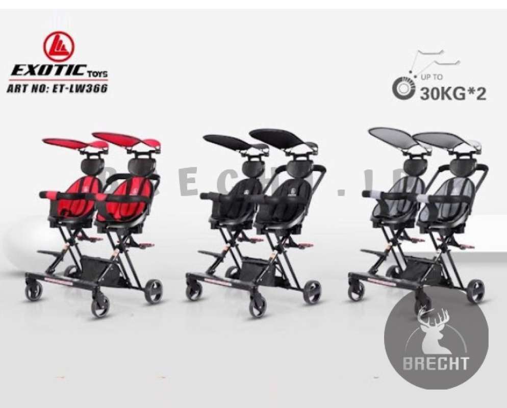 Kursi Dorong Magic Stroller Twins Exotic ET LW 366 Stroller Kembar Hitam