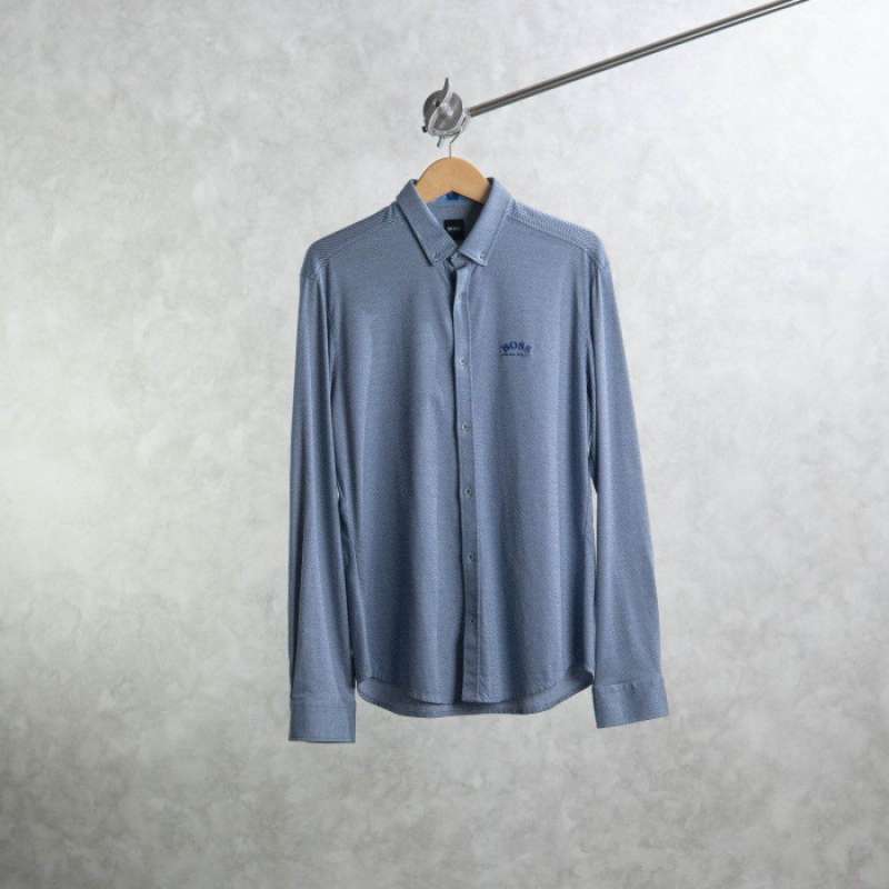 Jual Kemeja HUGO BOSS WAVE BLUE LONG SHIRT 100 ORIGINAL di Seller