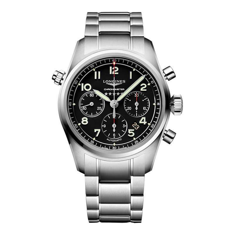 Longines Spirit L3.820.4.53.6 Automatic Chronograph Black Matt Dial Stainless Steel Strap L3.820.4.53.6