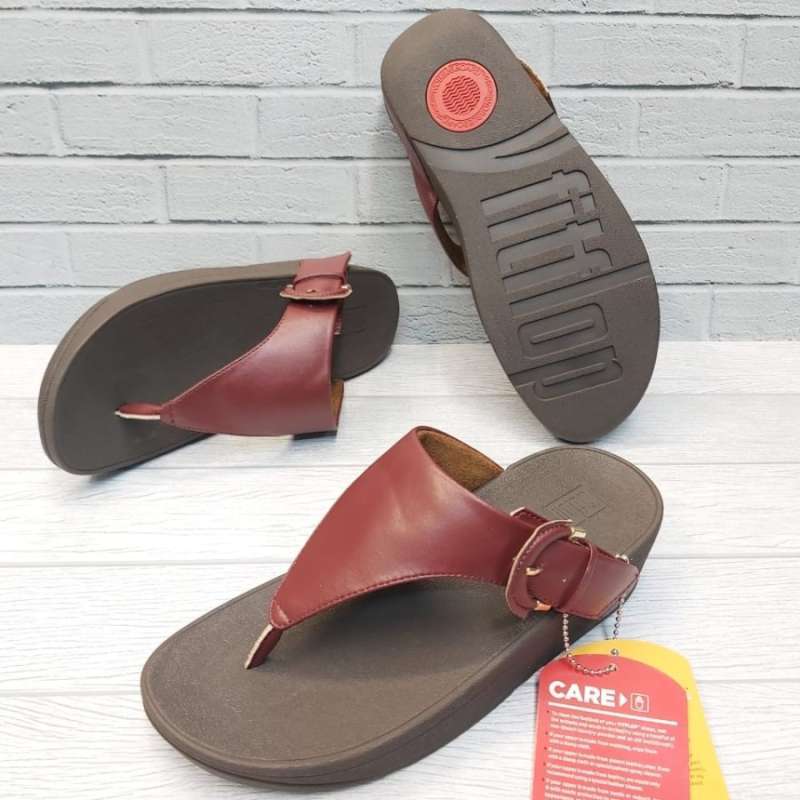 Promo SANDAL WANITA FITFLOP LOTTIE BUCKLE LEATHER 40 Cokelat