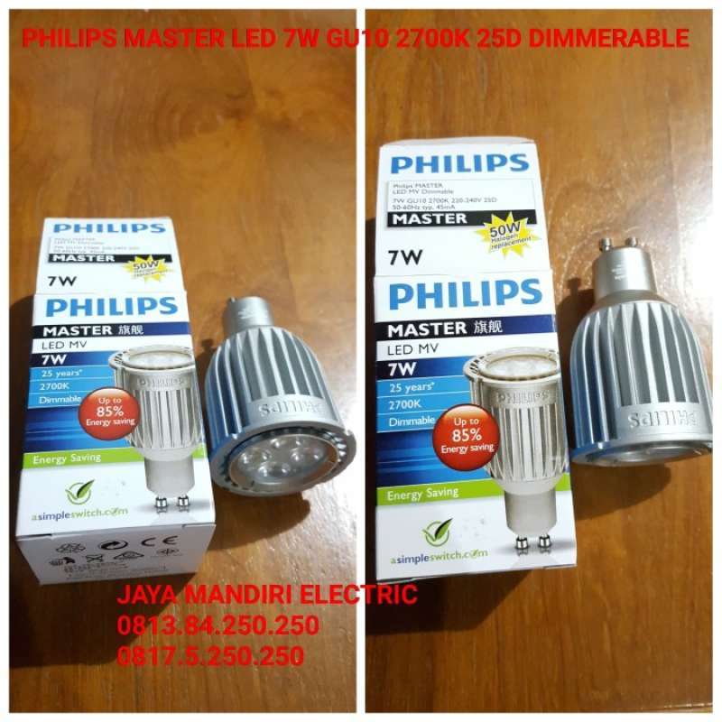 Promo PHILIPS MASTER LED GU10 7W 25D 40D 2700K DIMMERABLE Diskon