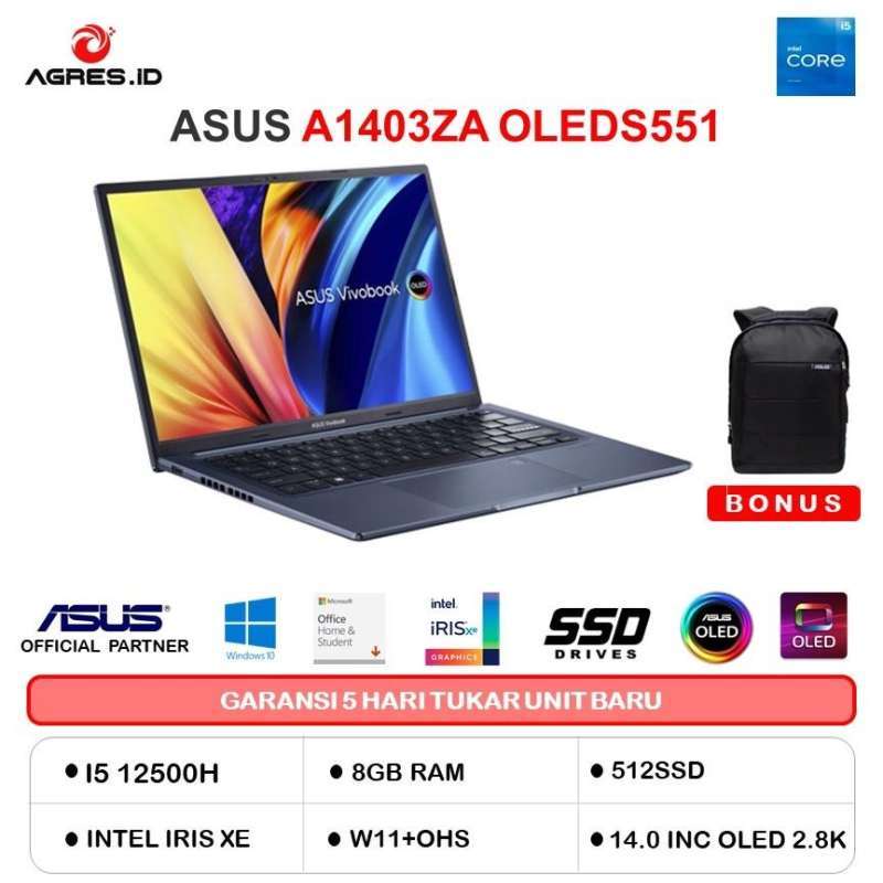 ASUS Vivobook Flip 14 OLED dengan Layar Sentuh 14.0 Inch, Intel® Core™ i5-12500H, 8GB RAM DDR4, 512GB SSD. Ideal untuk Pelajar di Medan