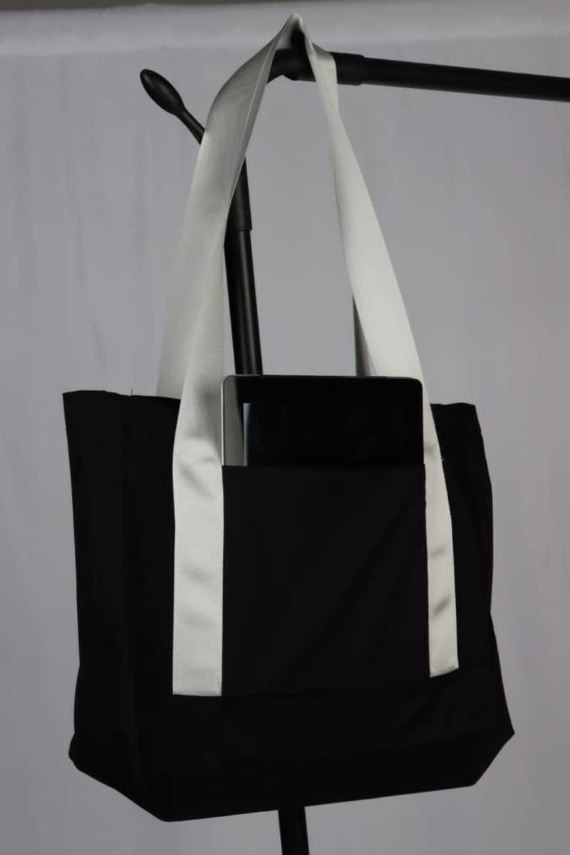 Promo Tote Bag Wanita Katun Drill Hitam Tas Belanja Muat Laptop