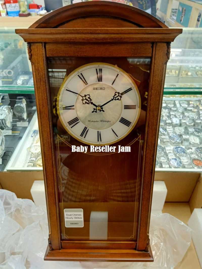 Jam Dinding Seiko QXH030B Original Kayu Pendulum Dual Chime QXH030