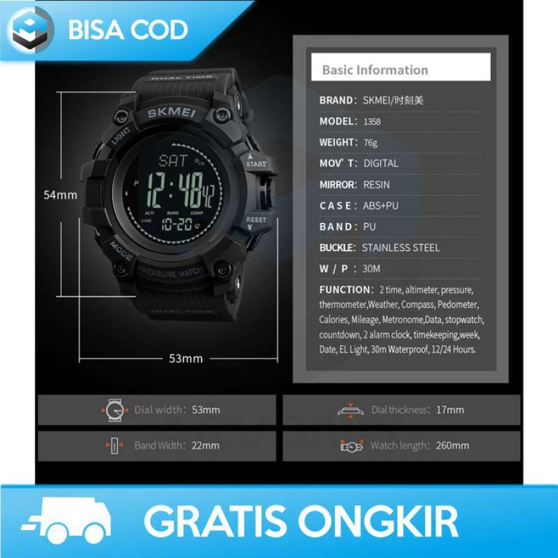 Jual Jam Tangan Pria Original Tahan Air Bermerk Skmei 1358 Digital Garansi Di Seller Toko Ada semua Meruya Utara ilir Kota Jakarta Barat Blibli