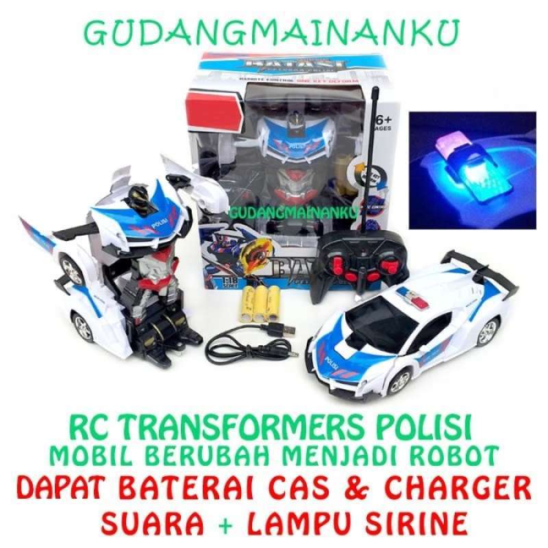 Mobil Remot Robot Transformer Polisi RC Remote Control Suara Lampu