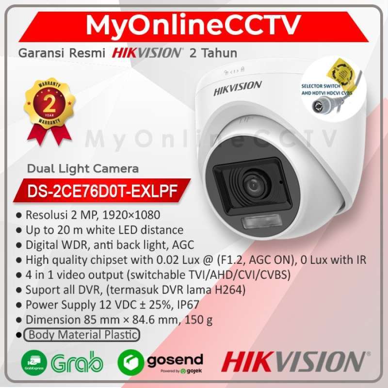 Promo DS-2CE76D0T-EXLPF Hikvision Kamera CCTV 2CE76DOT Indoor 2MP Dual  Light Diskon 33% di Seller Farwa store - Tugu Selatan, Kota Jakarta Utara |  Blibli