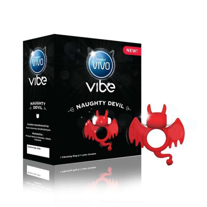 Spesial Vivo Vibe Naughty Devil Red Kondom Ring Getar