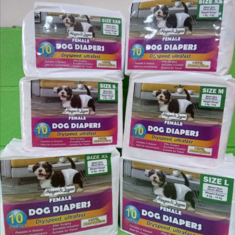 Dog Diapers for Female Size XXS-XL Hagen Logan Pampers Anjing Betina