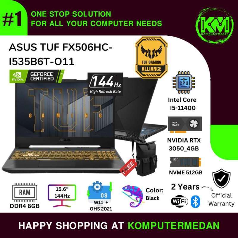 Laptop ASUS Gaming TUF FX506HC-I535B6T-O11 I5-11400 VGA RTX 3050 BLACK