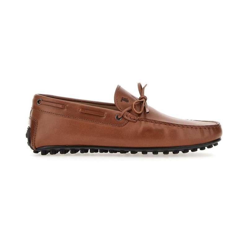 Tod s Bow Tie Brushed Leather Loafers Brown