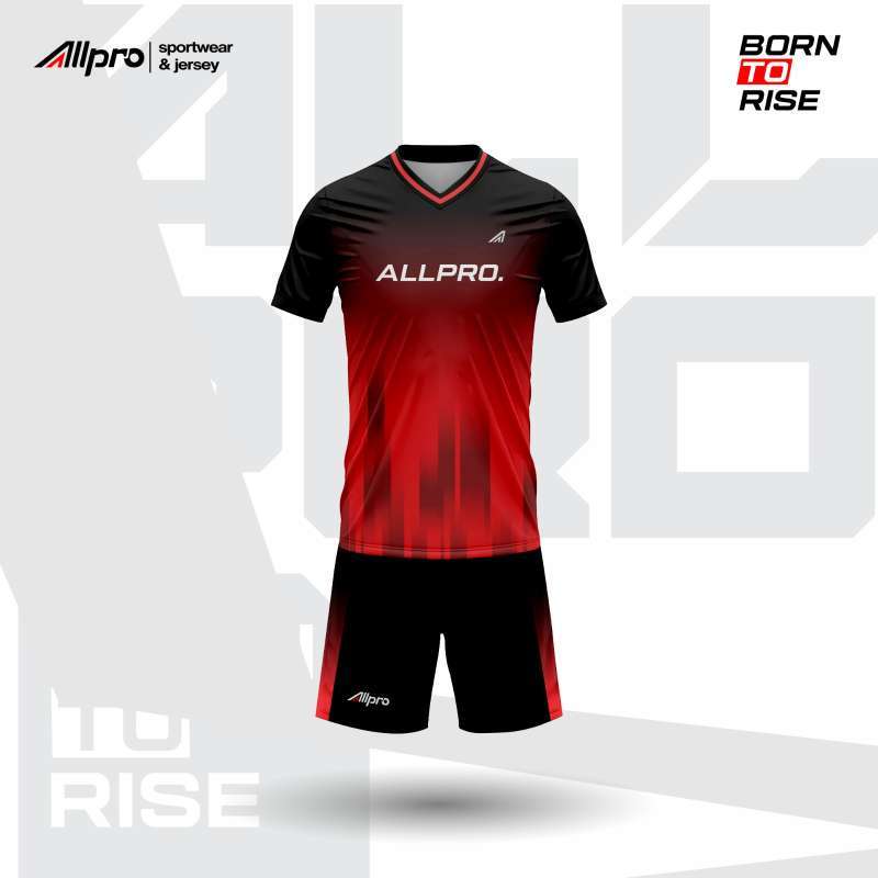 ALLPRO JERSEY FUTSAL BAJU SEPAK BOLA PRINTING SET BAJU CELANA PRIA WANITA  BAJU OLAHRAGA SETELAN SOCCER 06 BLACK RED
