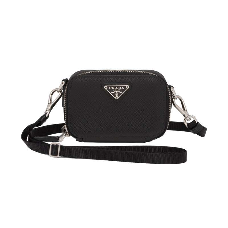 Jual Prada Mini Saffiano Leather Pouch Black di Seller voila.id