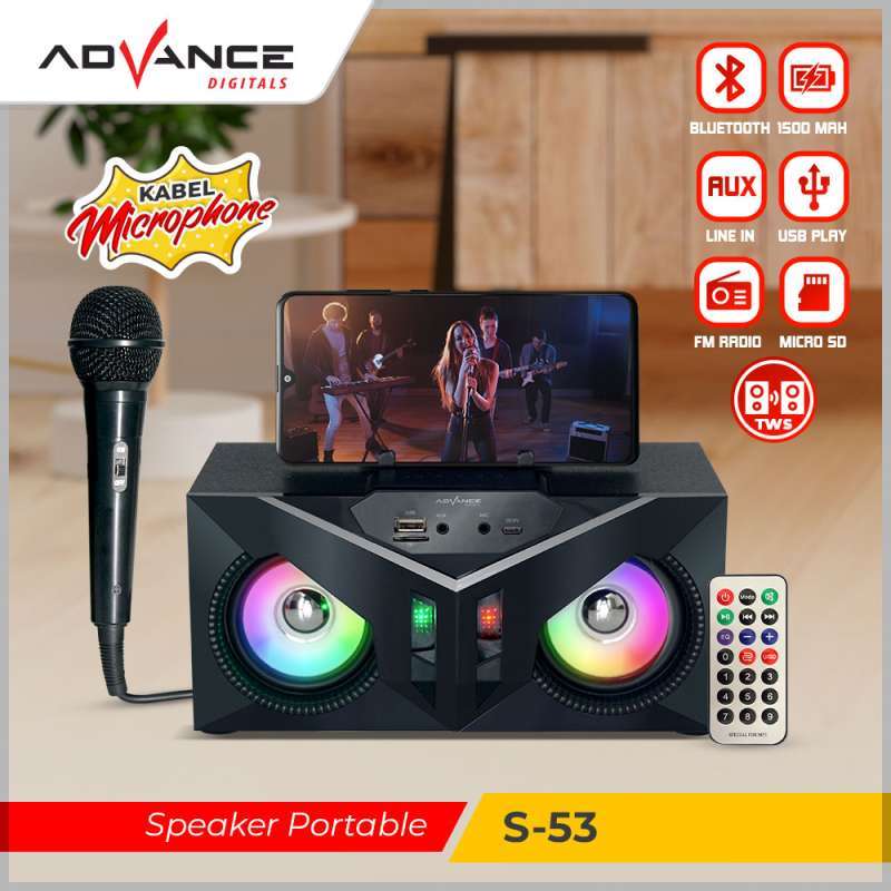 ADVANCE Speaker Bluetooth Portable Karaoke Free Mic Wireless (S-53)
