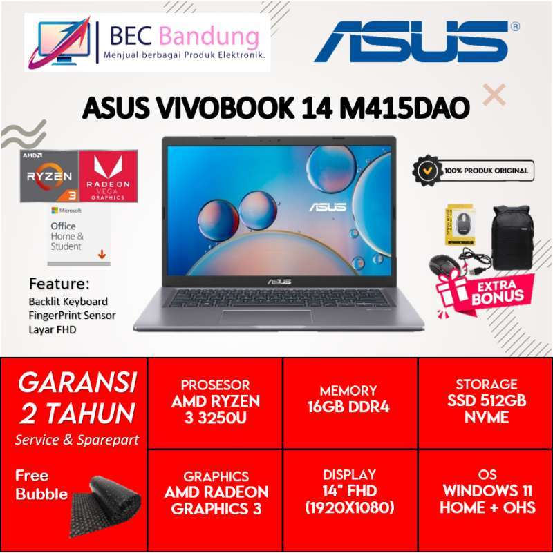Promo Laptop Gaming Asus Vivobook M415DAO Amd Ryzen 3 3250U Ram