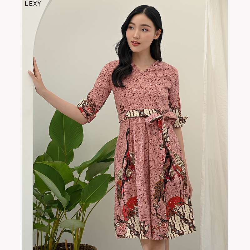 dress modern batik Maroon Cotton Batik Dress
