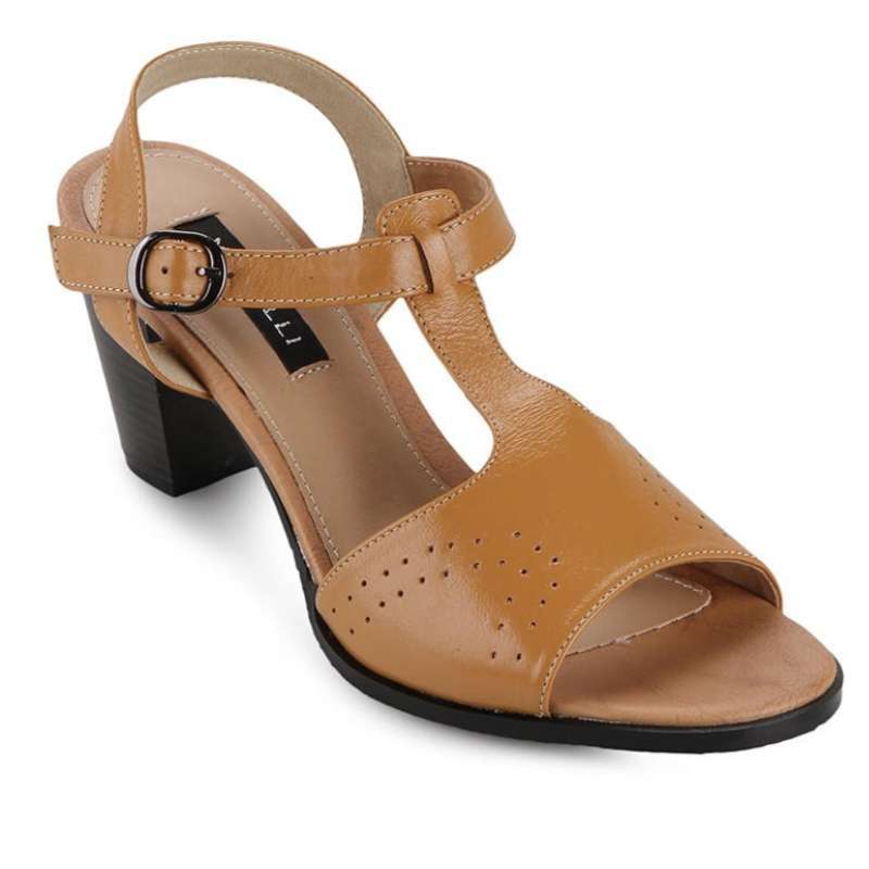 Marelli High Heels Sepatu Hak Tinggi Wanita hak cm Open toe Nyaman  digunakan Kulit asli berkualitas Tan HQ 1001