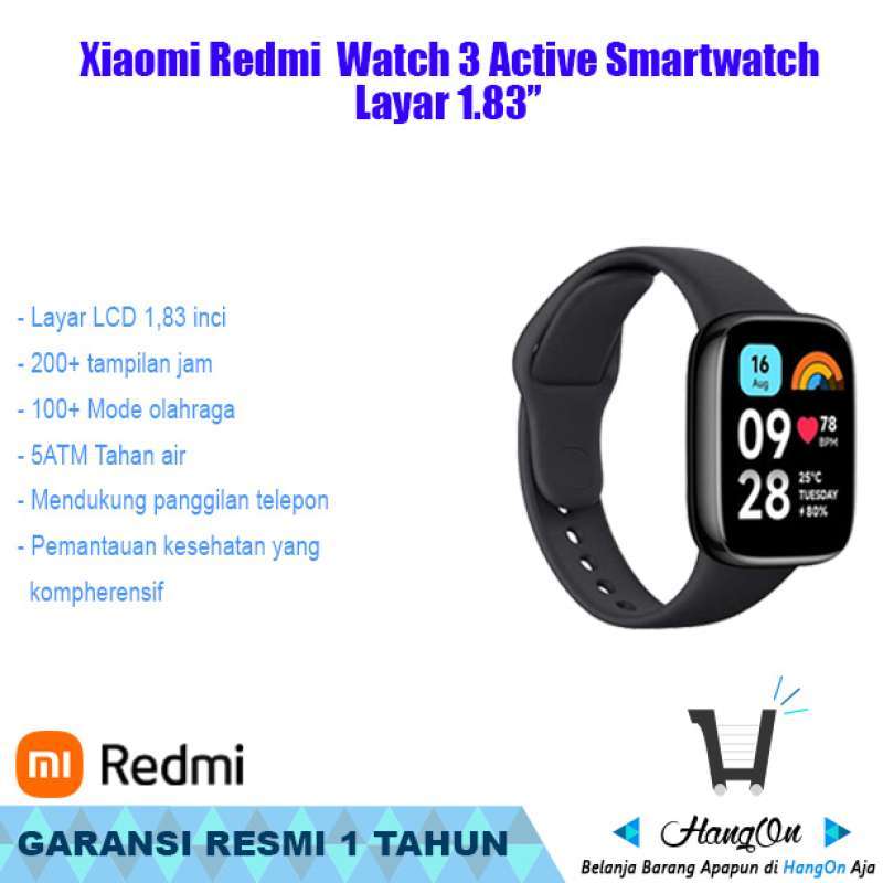 Xiaomi Redmi Watch 3 Active Black Smart Watch Accelerometer Heart Rate SpO2  DISPLAY 1.83 inches, BATTERY CAPACITY Li-Ion 289 mAh non-removable