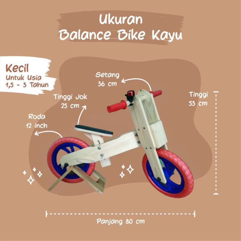 Push Bike Balance Sepeda Kayu Anak Usia 2 6 tahun