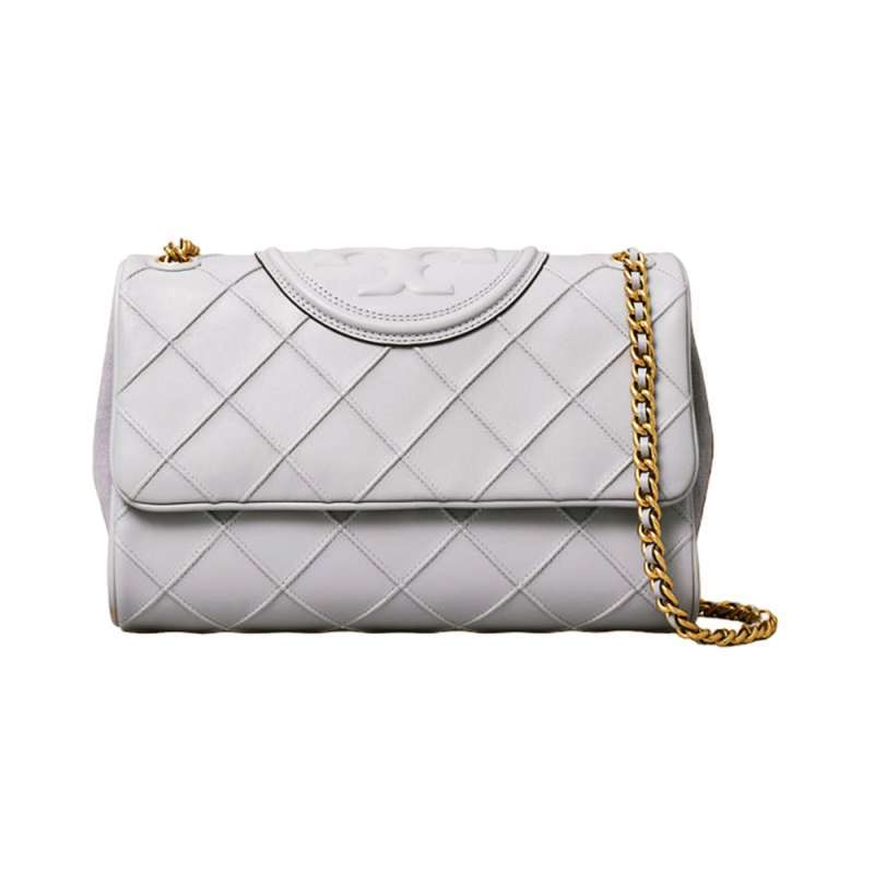 Tory Burch Fleming Soft Convertible Shoulder Bag Day Gray Ghw