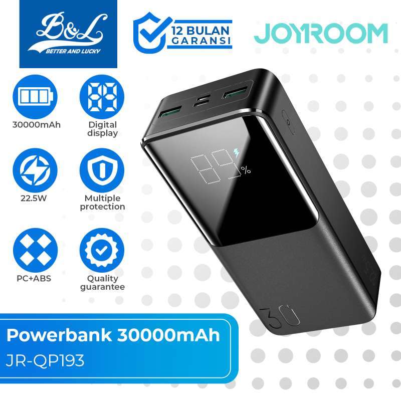 JR-QP193 30000mah 22.5W fast charging powerbank with LCD display